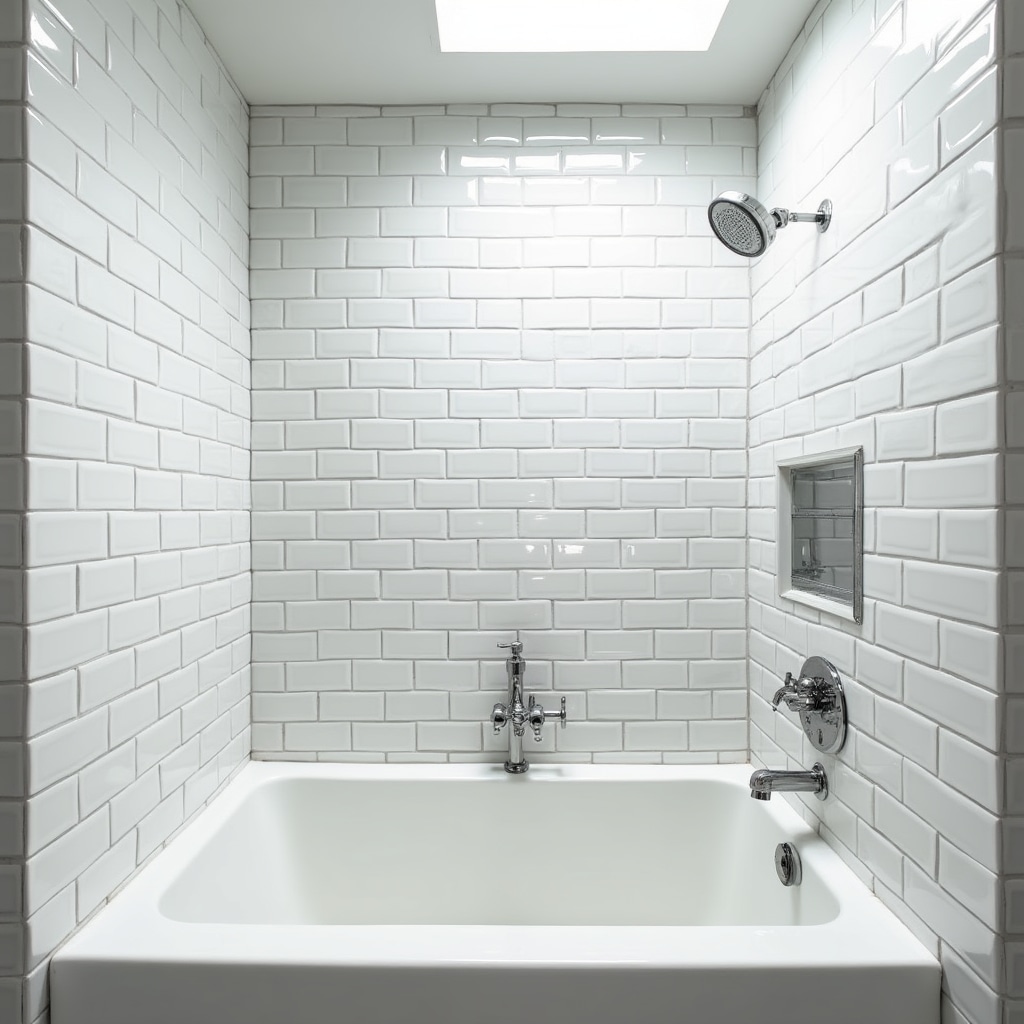 Clean surgical opening in bathroom wall showing precise access to pipe repair location with surrounding tiles intact